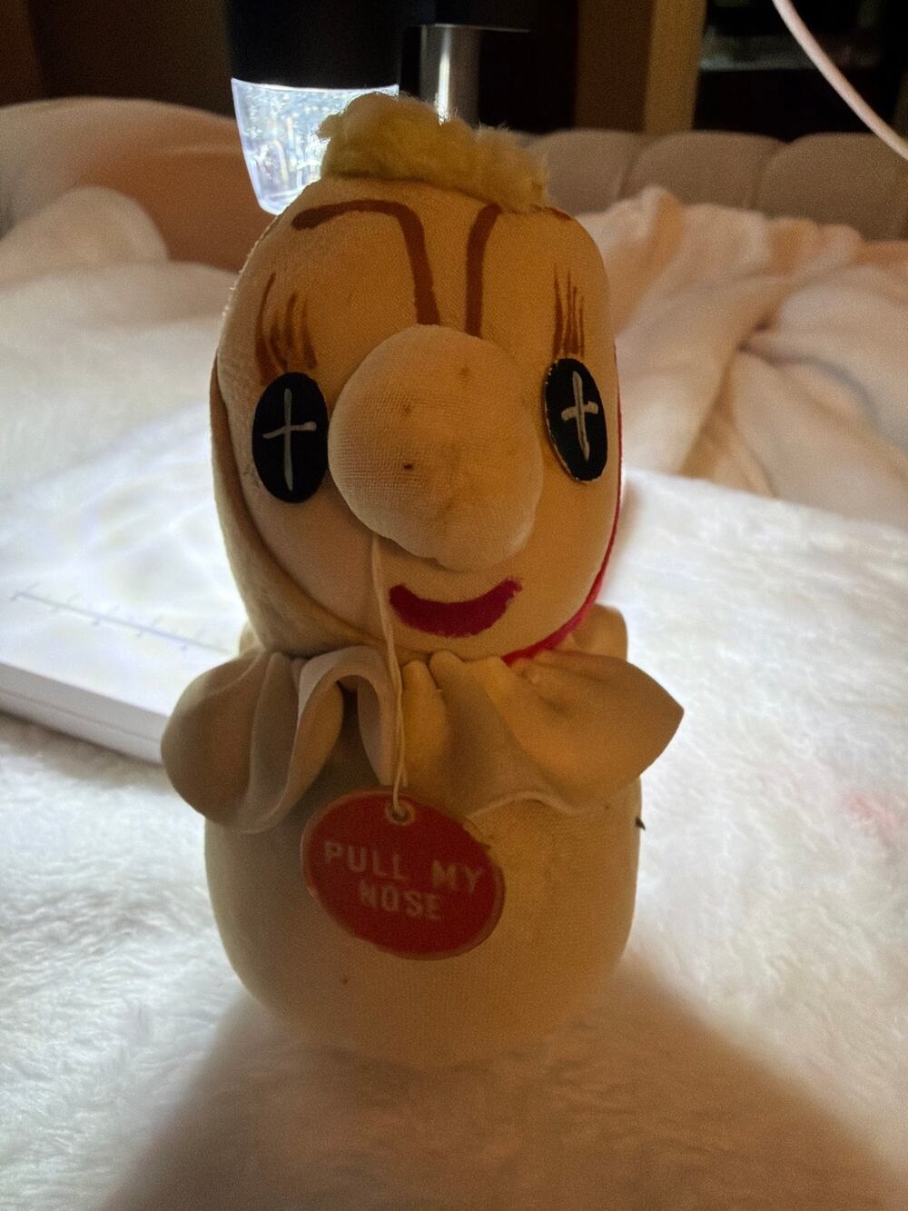Vintage Pull My Nose Doll Pin Cushion Retractable Tape Measure Sewing Novelty